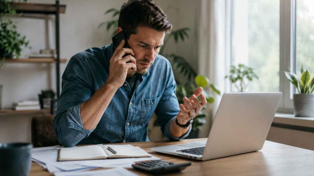 Cliente contactando con su banco tras detectar una estafa online